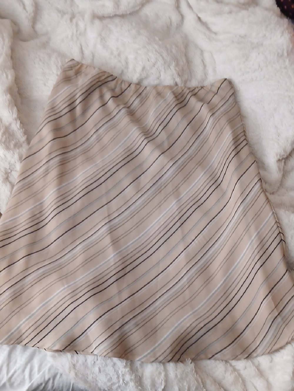 Beige Striped A-Line Skirt - Unbranded